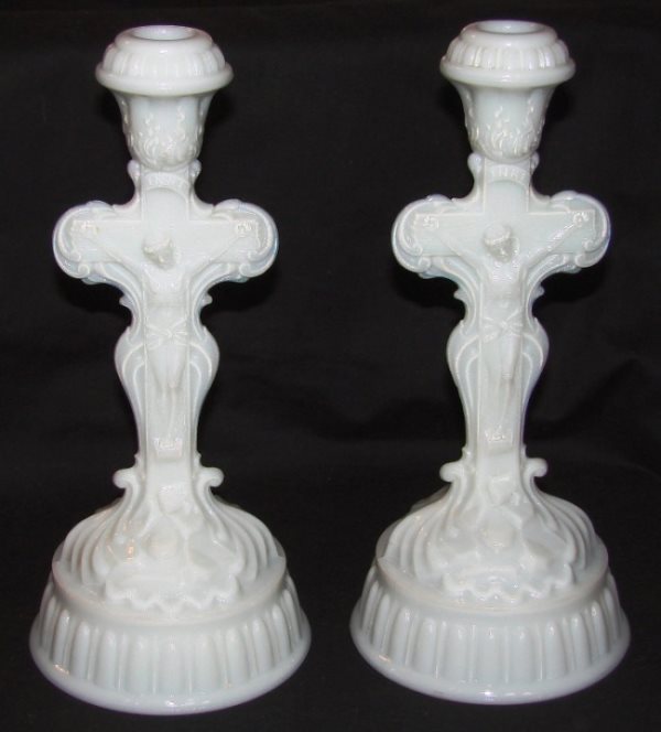 Gillinder #7 Crucifix Candlesticks