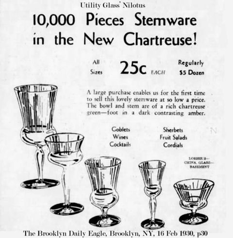 Utility Nilotus Bi-Color Stemware Advertisement