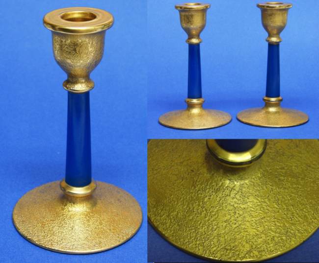 Hawkes Decoration on Heisey # 100 Candlesticks