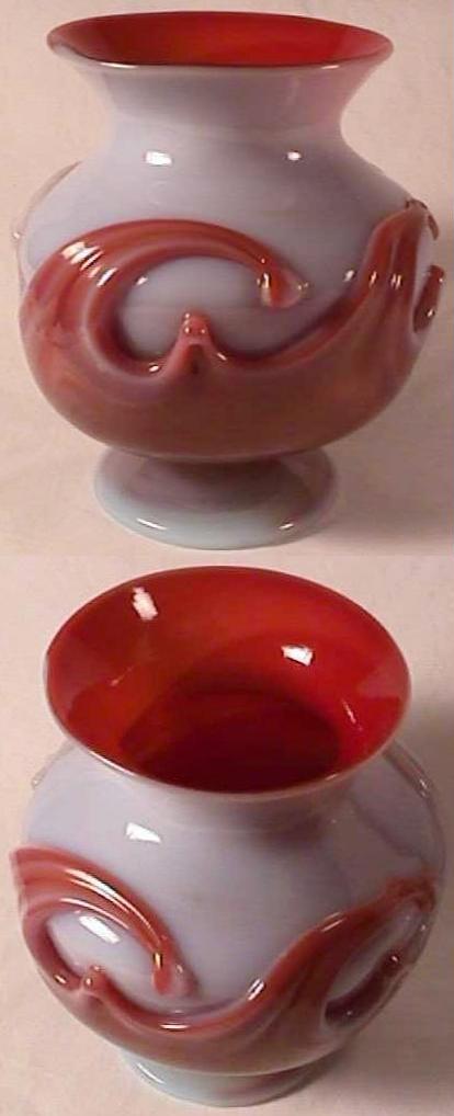 Vase, Footed Lily-pad Decorated
