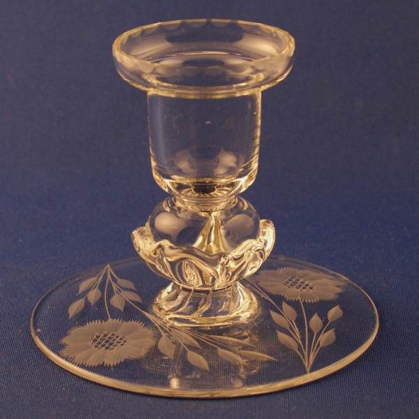 Unknown Candleholder w/ Cornflower Cutting