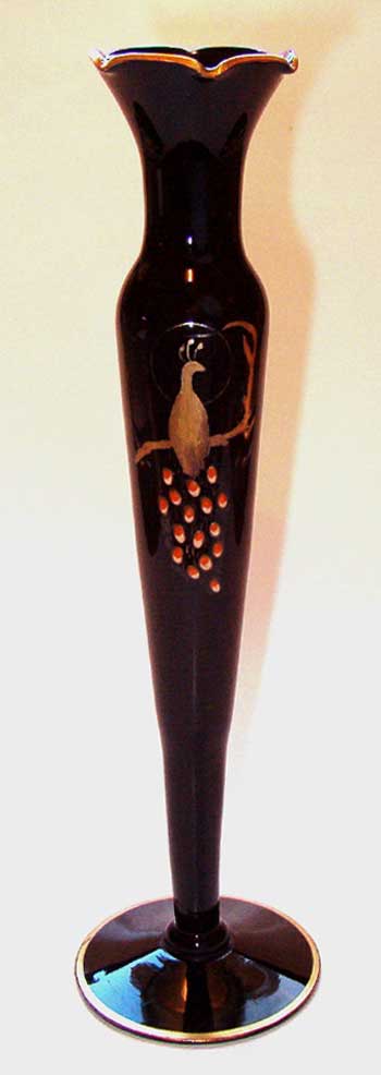 Unknown Black Vase with Peacock Decoration