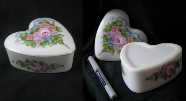 Unknown Heart Box w/ Rose & Ribbon Decoration