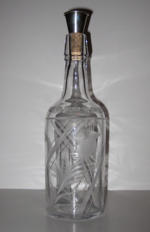 Unknown Bar Bottle w/ Unknown Thistle Cutting