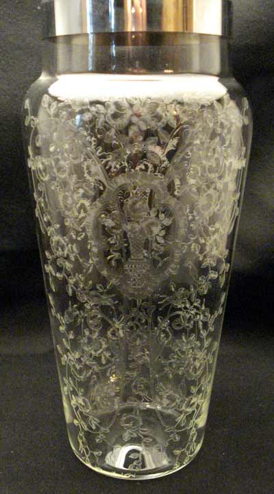 Unknown Cocktail Shaker with Lotus Bridal Bouquet Etch