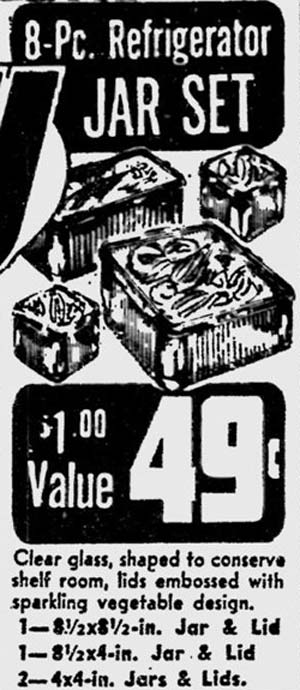 Federal Refrigerator Jar Set Advertisement