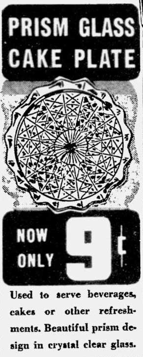 Unknown Prism Cake Plate Advertisement