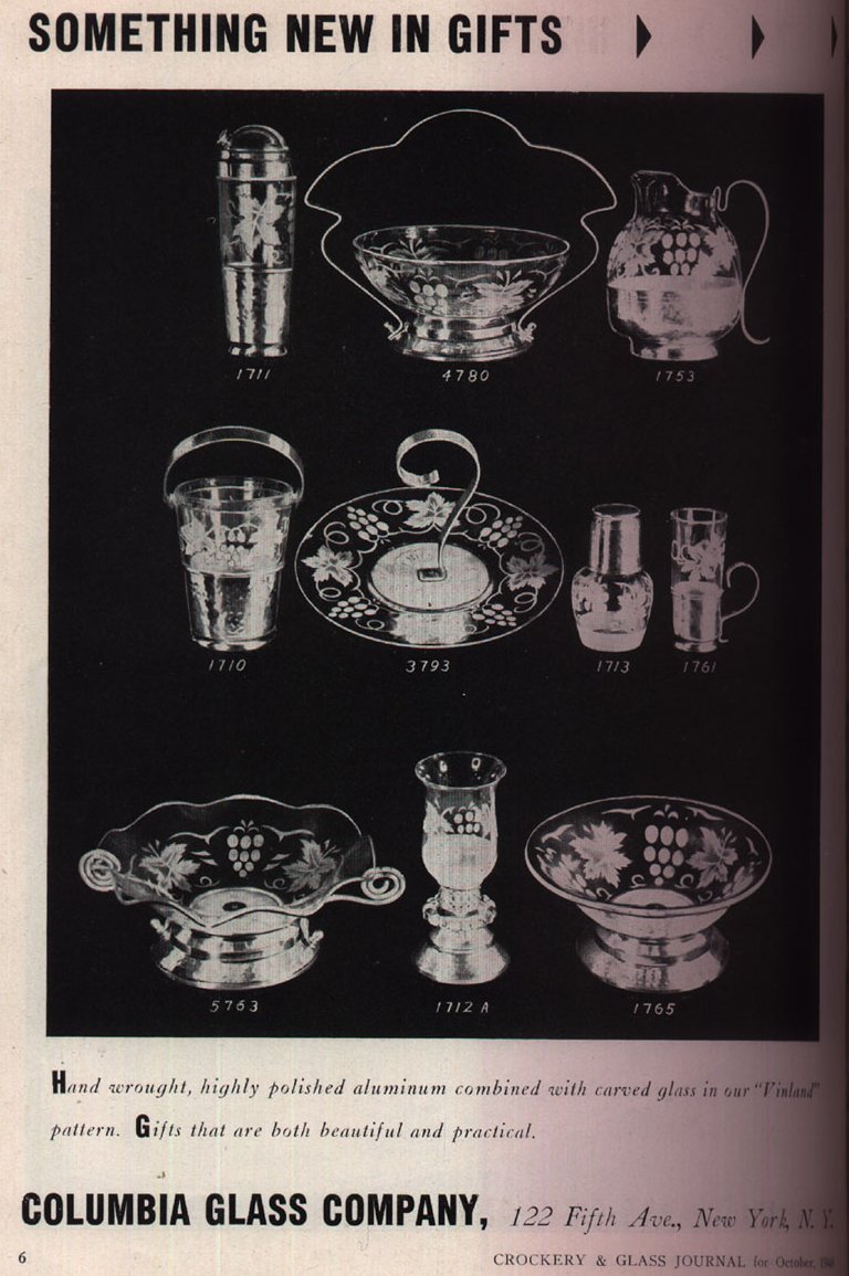 Columbia Glass Company Vinland Ad