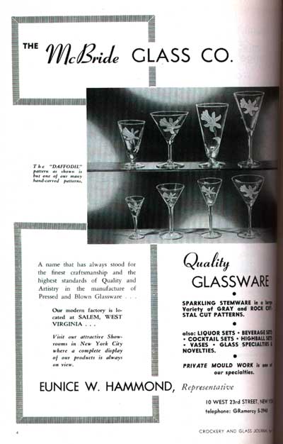 McBride Glass Company Daffodil Pattern