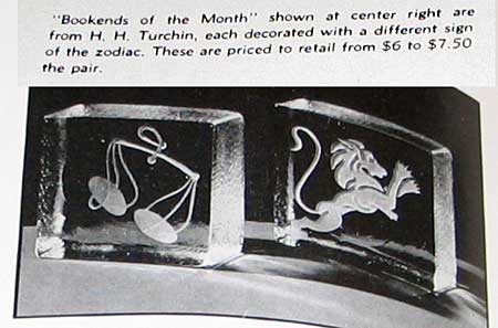 H. H. Turchin Glass Zodiac Bookends