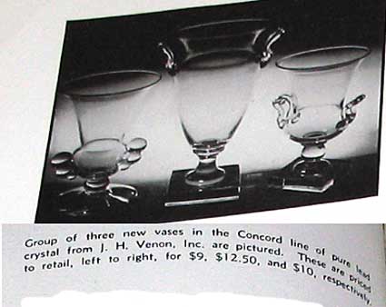 J. H. Venon Inc. Concord Vases Ad