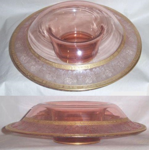 Unknown Rolled-Edge Console w/ Lotus # 901 Grecian Etch