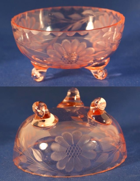 Unknown Footed Bowl w/ Cornflower Cutting