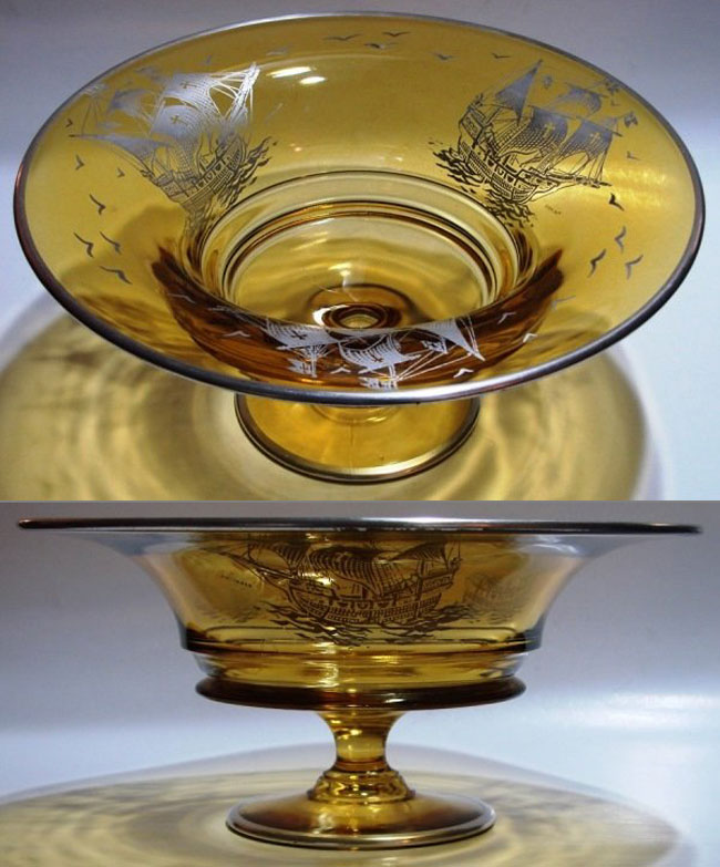 Unknown Console Bowl w/ Clipper Ship Decoration