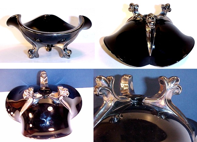 Unknown Black Bowl w/ Fleur-de-Lis Feet & Silver Trim