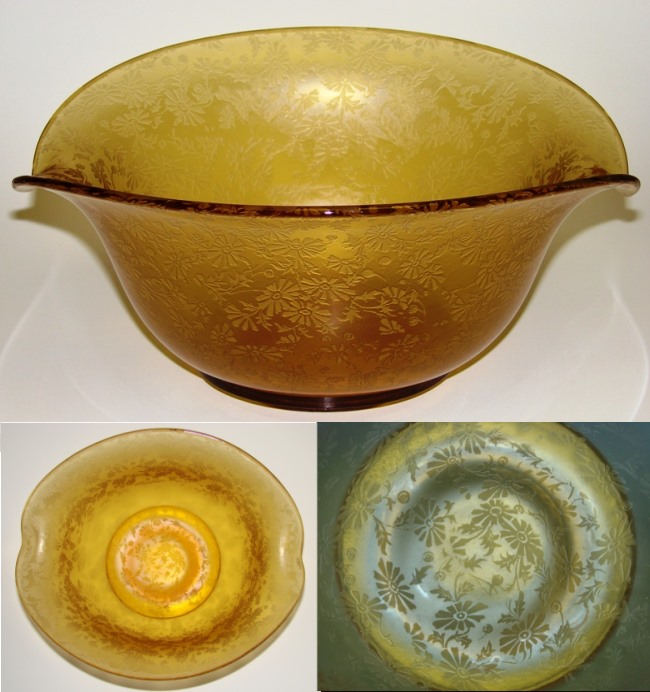 Unknown Bowl w/ Unknown Daisy Brocade Etch