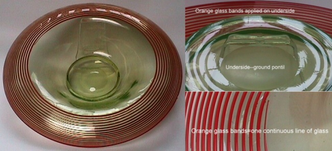 Unknown Rolled Edge Console Bowl w/ Orange Threading