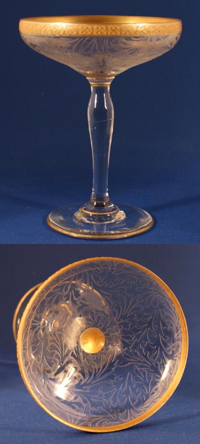 Unknown Compote w/ Unknown Brocade Etch