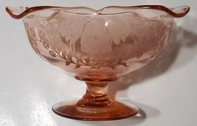 Unknown Compote w/ Unknown Floral Etch