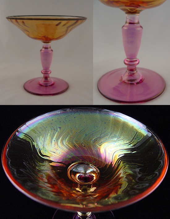 Unknown Bi-Color Compote w/ Zigzag Optic