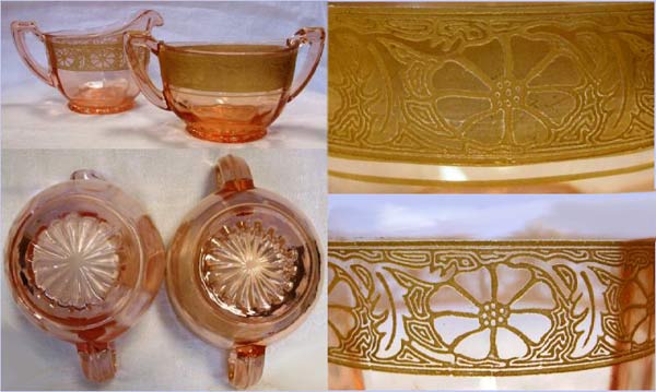 Unknown Cream and Sugar with Cosmos Gold Encrusted Decoration