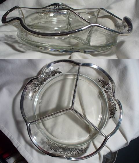 Unknown Three-Part Relish w/ Silver Overlay