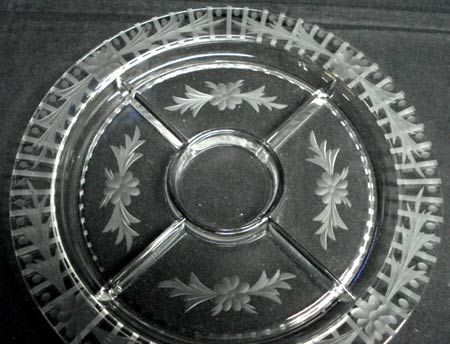 Unknown Five Part Relish with Floral Cutting