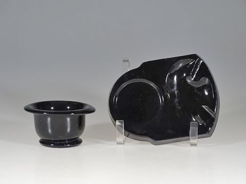 Unknown Black Ashtray w/ Small Cup