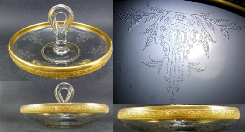 Cambridge  # 158 Center Handle Bowl w/ Etches