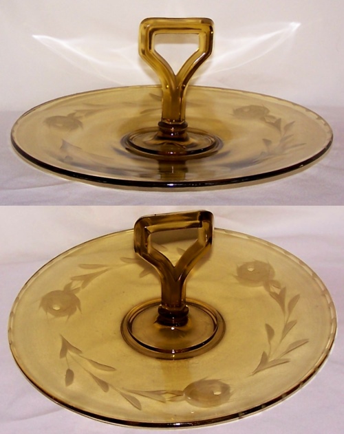 Diamond Center Handle Server w/ Unknown Rose Cutting