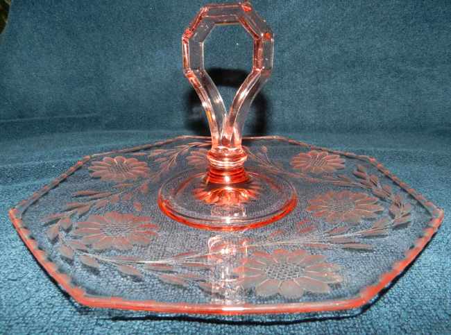 Duncan & Miller #  91 Center Handled Server w/ Hughes Cornflower Cutting