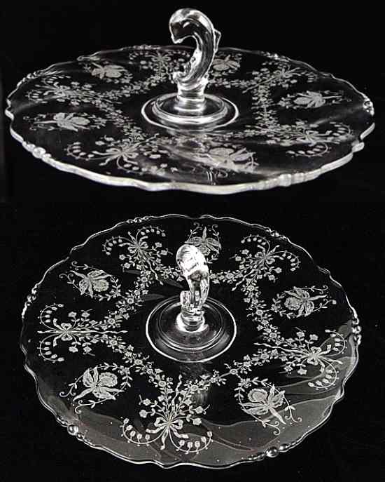 Heisey #1519 Waverly Center Handle Server w/ Orchid Etch