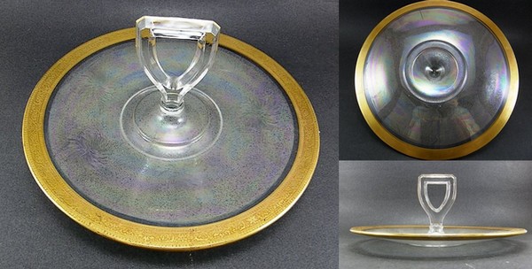 Westmoreland #1849-3 Center Handled Server with Iridized Decoration