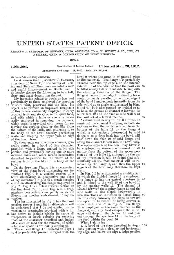 Heisey Covered Bowl Patent 1021004-2