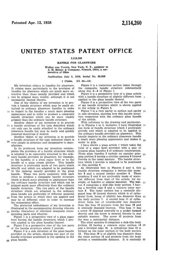 Heisey #1483 Stanhope Handle Patent 2114260-2