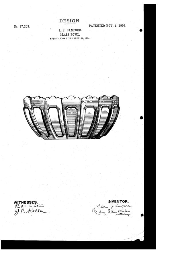 Heisey #1776 Kalonyal Bowl Design Patent D 37203-1