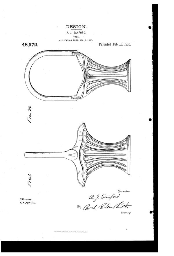 Heisey # 477 Heisey Hairpin Basket Design Patent D 48572-1