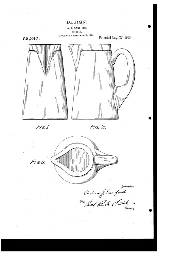 Heisey # 362 Jug Design Patent D 52347-1