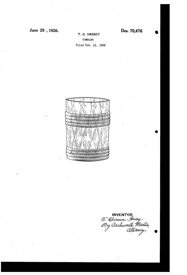 Heisey #2516 Circle Pair Tumbler Design Patent D 70476-1