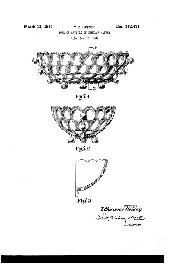 Heisey #1506 Whirlpool Bowl Design Patent D162411-1