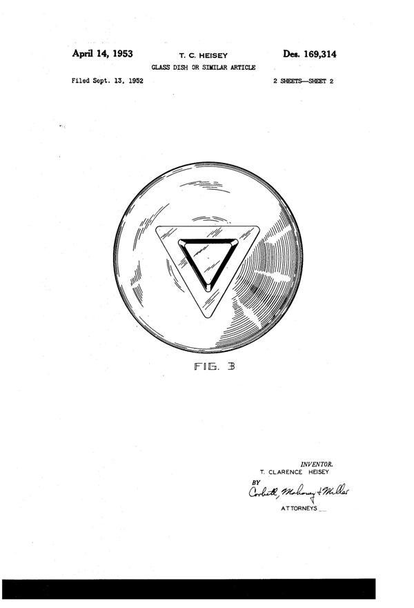 Heisey #1632 Lodestar & Satellite Bowl Design Patent D169314-2