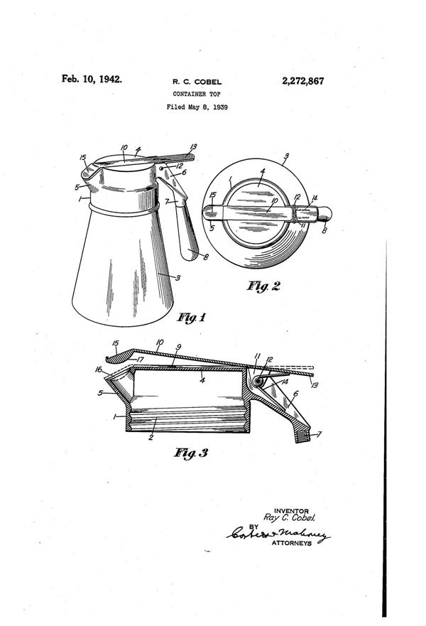 Heisey Jug Top Patent 2272867-1