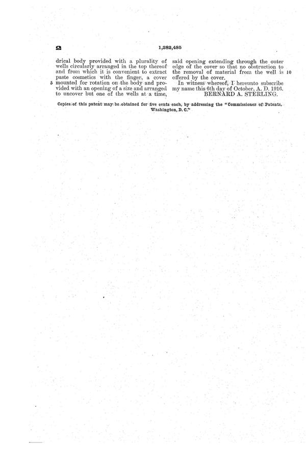 Sterling Manicuring Preparations Holder Patent 1282485-3