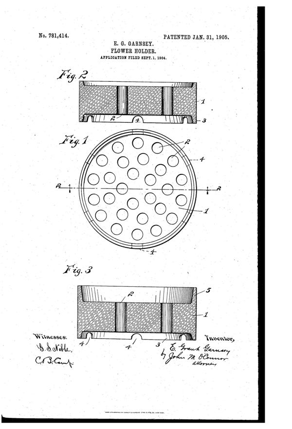 Japana Specialty Flower Frog Patent  781414-1