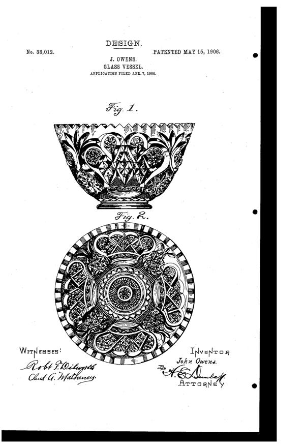 Imperial # 400 Crown Bowl Design Patent D 38012-1