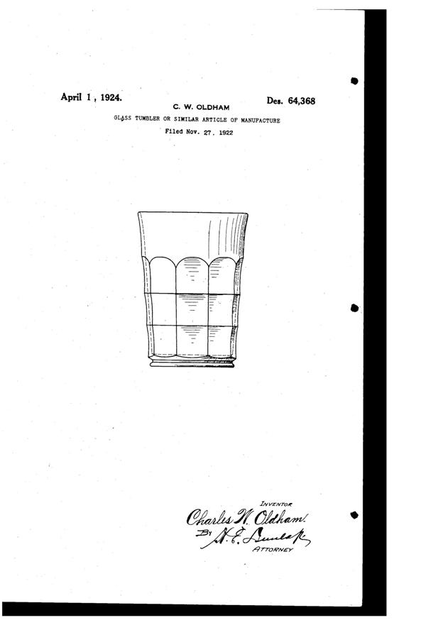 Imperial # 711 Tumbler Design Patent D 64368-1