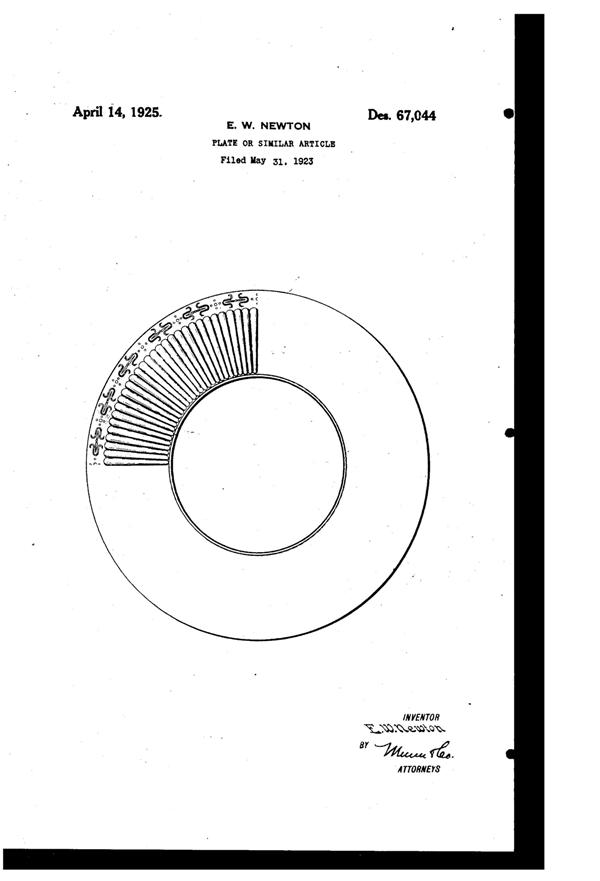 Imperial Plate Design Patent D 67044-1
