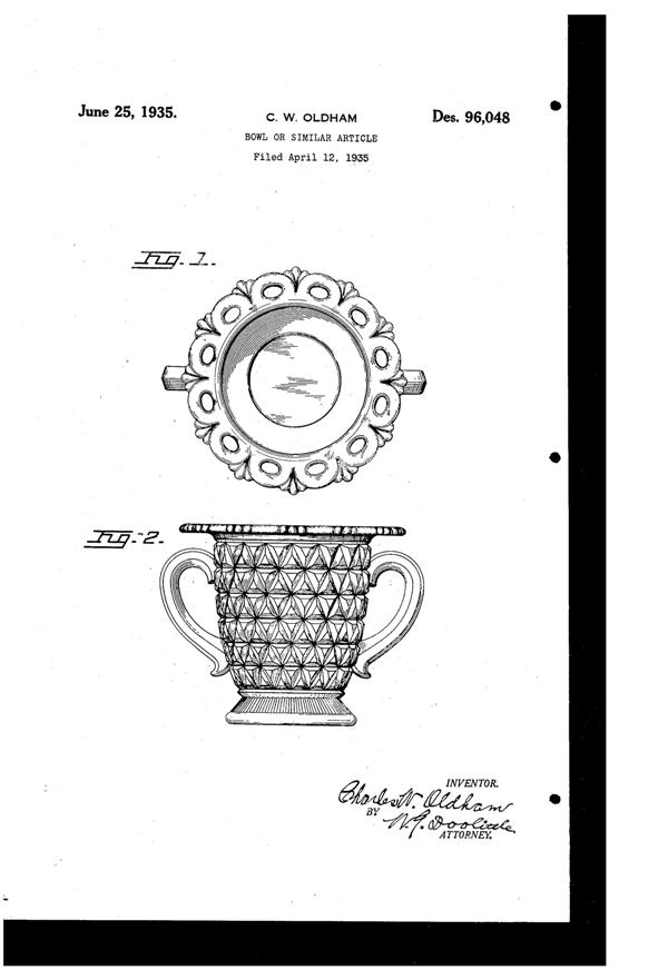 Imperial # 749 Lace Edge Sugar Design Patent D 96048-1