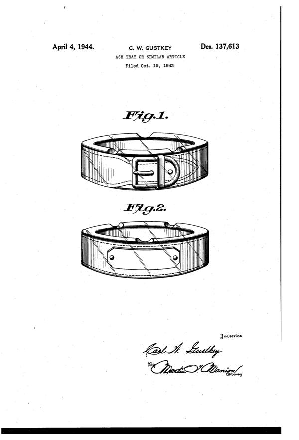 Imperial Belt Ash Tray Design Patent D137613-1