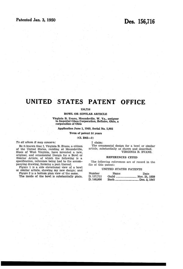 Imperial Cathay Bowl Design Patent D156716-2